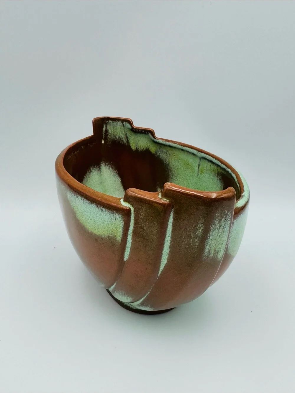 Vintage Green Frankoma Vase Pottery #35 Glazed MCM Art Deco 6